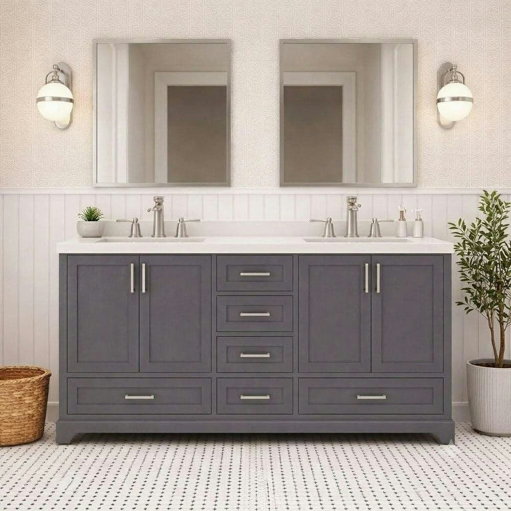 Maya 60-Inch Double Sink Charcoal Grey Freestanding Vanity: $1,749 Maya 60-Inch Double Sink Charcoal Grey Freestanding Vanity: $1,749