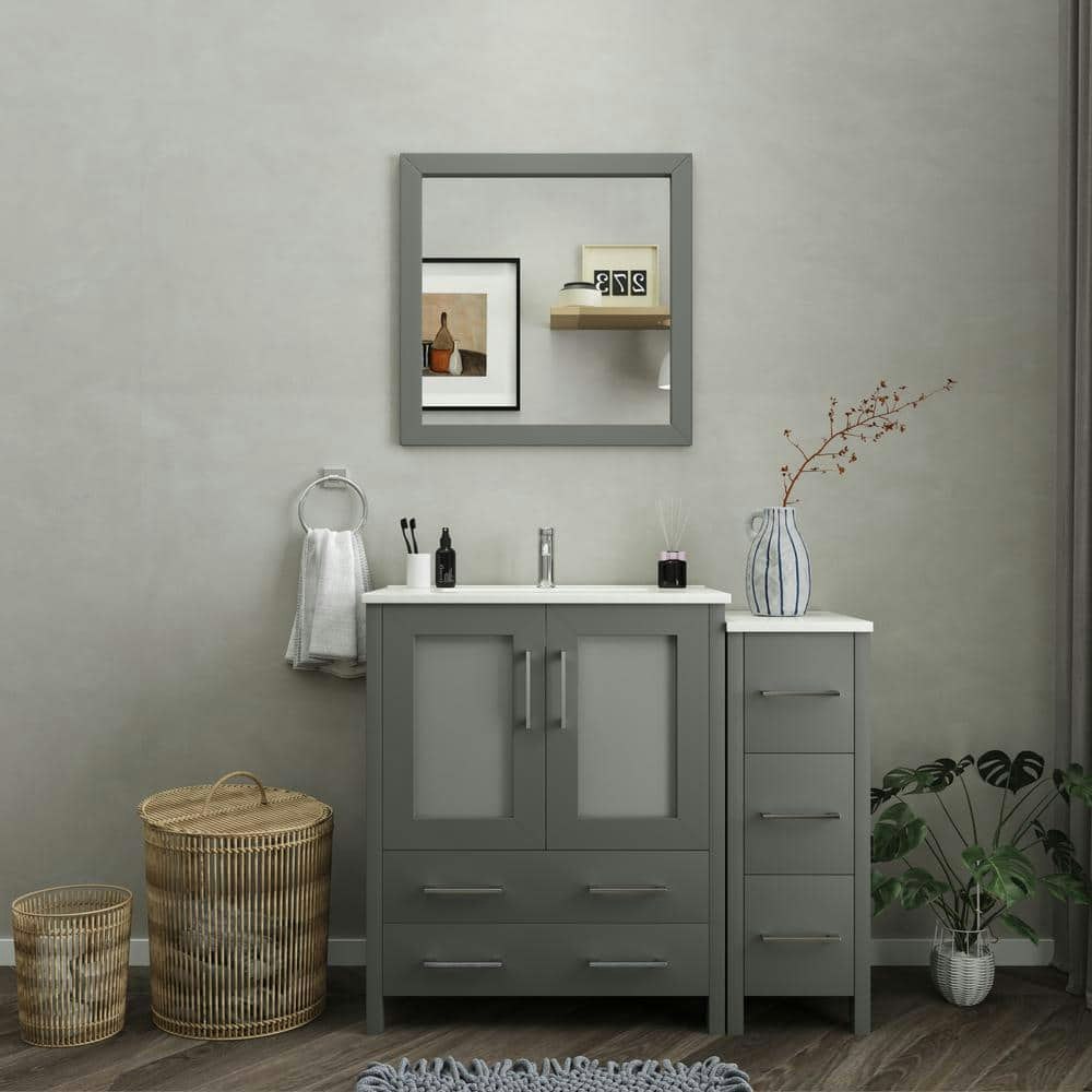 Brescia 42-Inch Single Sink Freestanding Bathroom Vanity with Mirror: $789 Brescia 42-Inch Single Sink Freestanding Bathroom Vanity with Mirror: $789