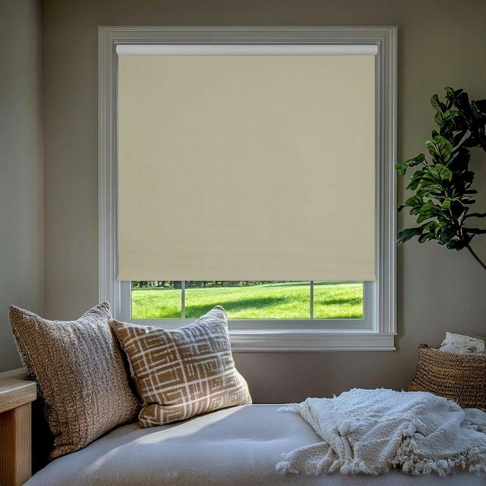 Cream 23.5-inch x 64-inch Cordless Blackout Vinyl Roller Shade: $69.97