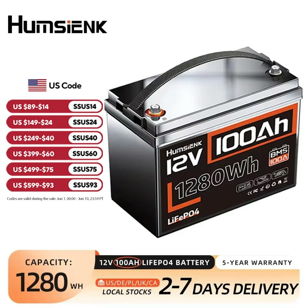 Humsienk LiFePO4 12V 100Ah RV & Off-Grid Lithium Battery: $98 Humsienk LiFePO4 12V 100Ah RV & Off-Grid Lithium Battery: $98