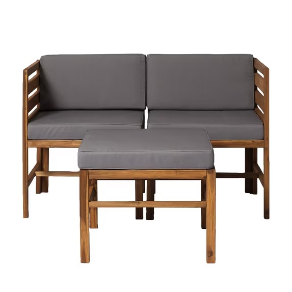 Walker Edison Modular Acacia Chairs and Ottoman: $89