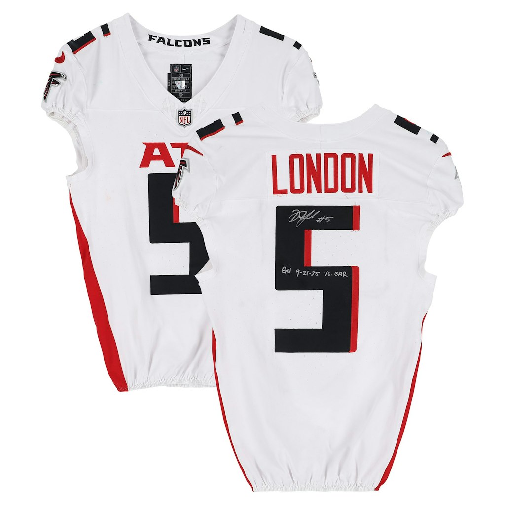 Drake London Autographed Game-Used Atlanta Falcons Jersey: $7,499.99 Drake London Autographed Game-Used Atlanta Falcons Jersey: $7,499.99