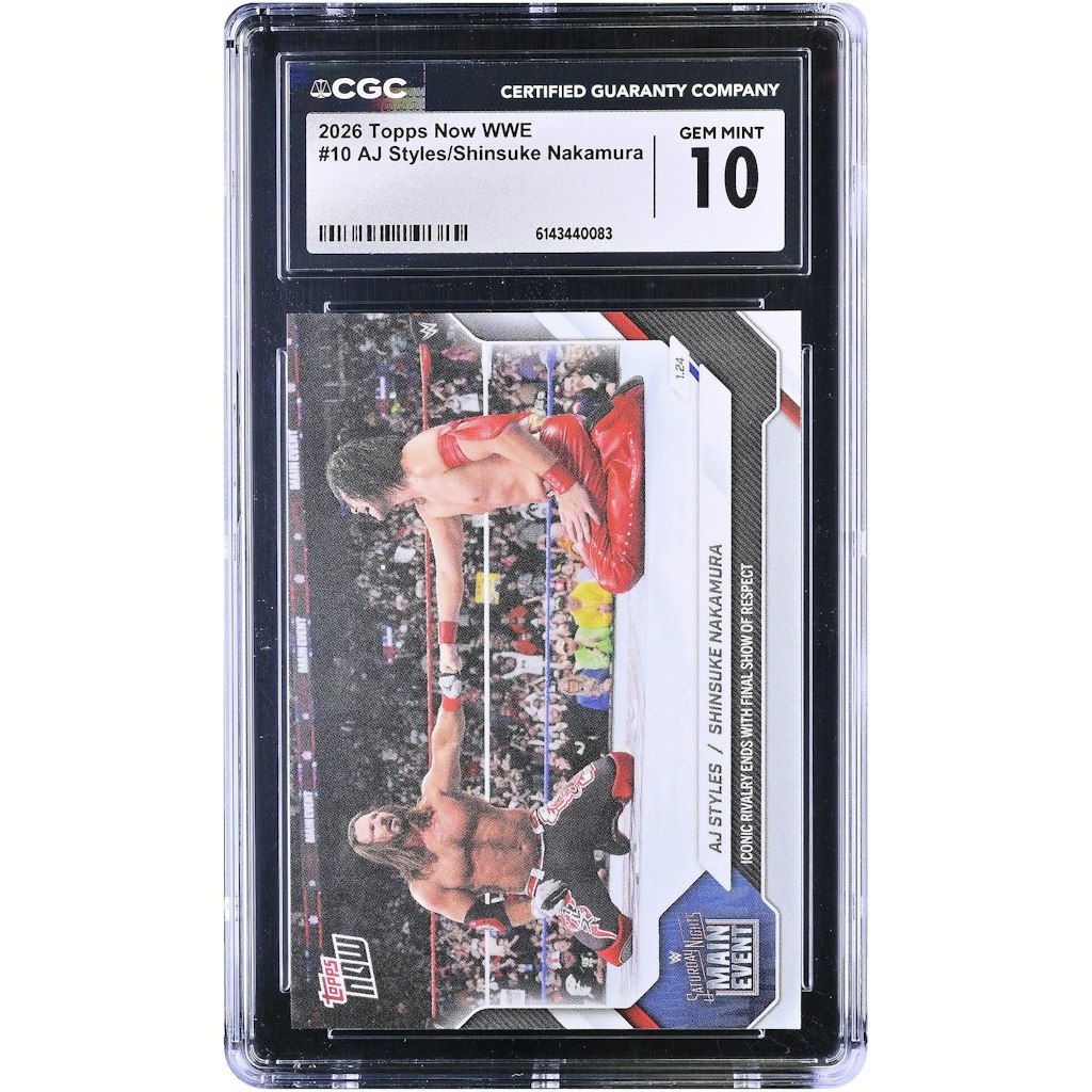 AJ Styles & Shinsuke Nakamura 2026 Topps Now Iconic Rivalry CGC 10 Trading Card: $69.99 AJ Styles & Shinsuke Nakamura 2026 Topps Now Iconic Rivalry CGC 10 Trading Card: $69.99