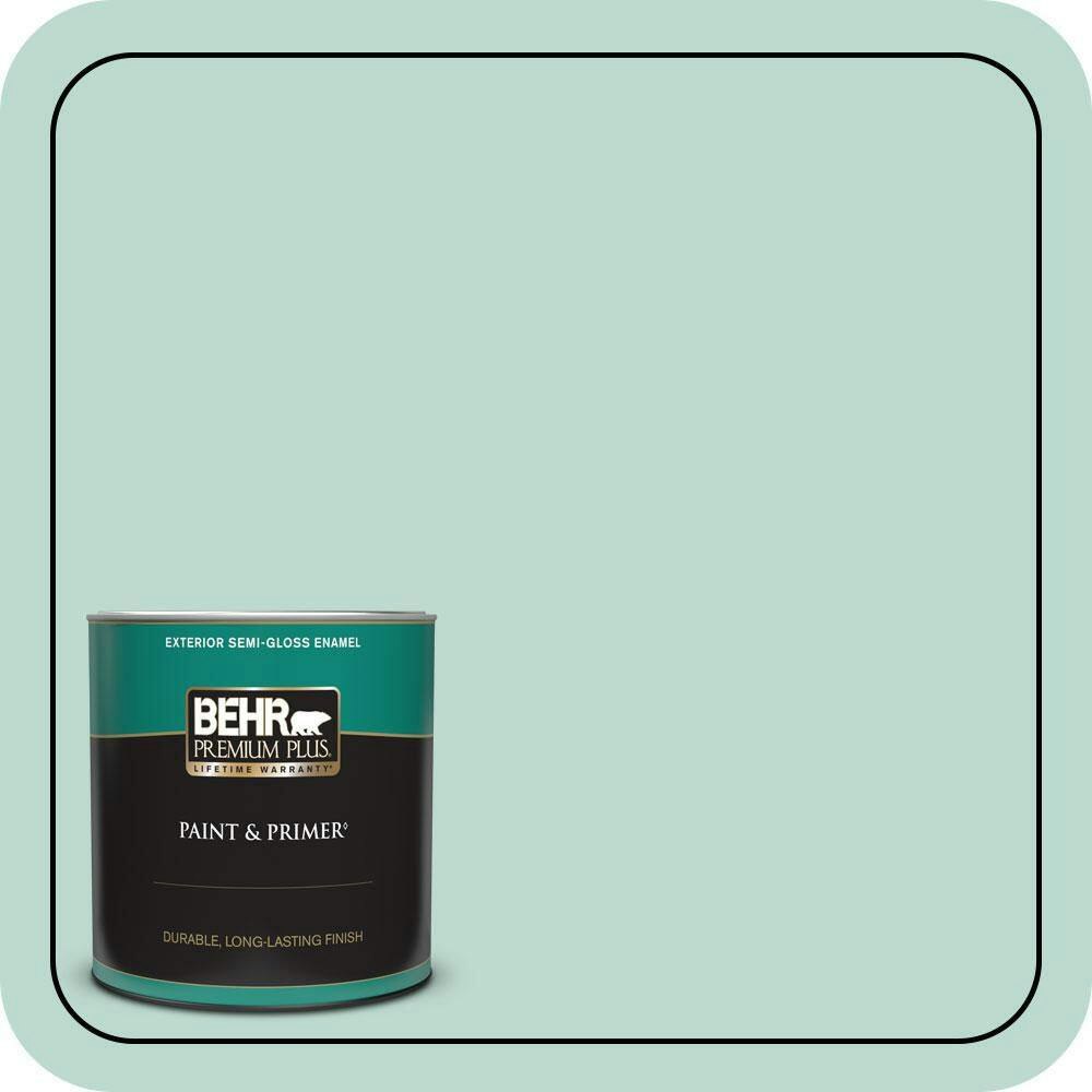 Serene Breeze Semi-Gloss Exterior Paint and Primer 1-Quart: $25.98