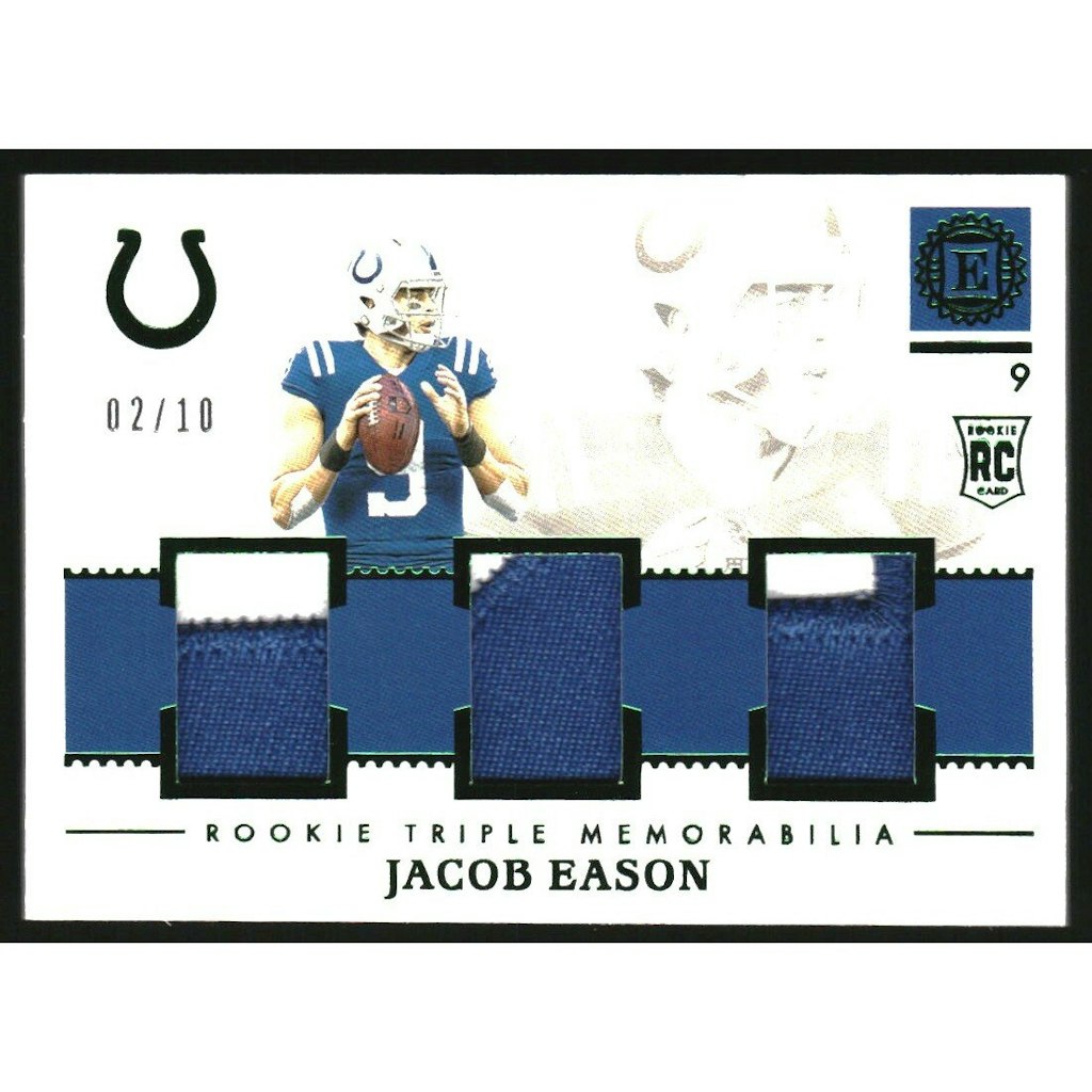 2020 Panini Encased Jacob Eason Rookie Triple Memorabilia Emerald Card: $12