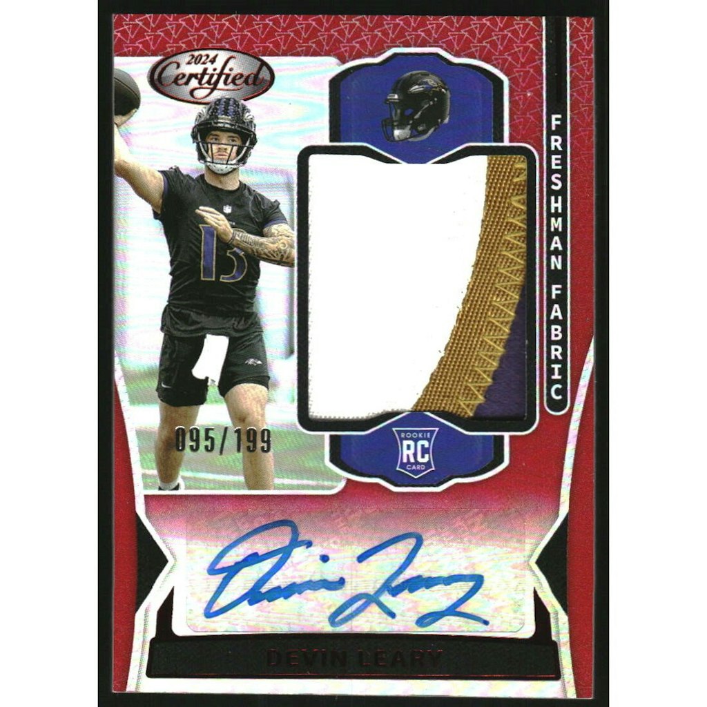 2024 Devin Leary Freshman Fabric Mirror Signature Trading Card: $12 2024 Devin Leary Freshman Fabric Mirror Signature Trading Card: $12