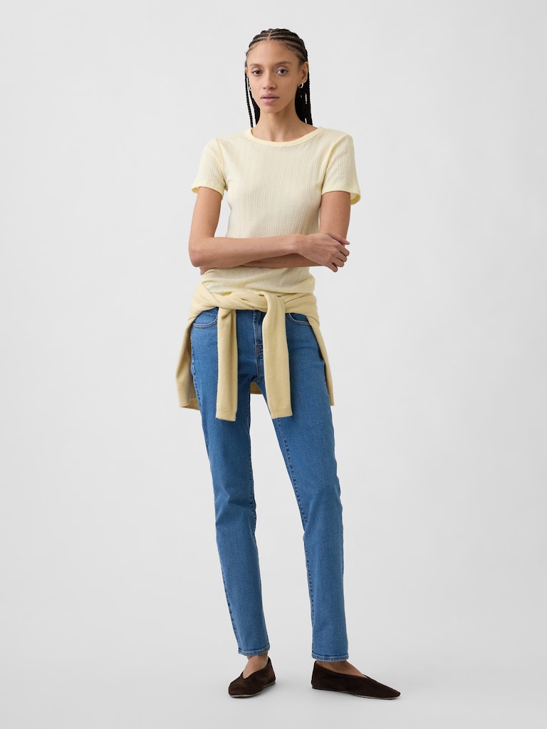 Mid-Rise Classic Straight Jeans: $23.99