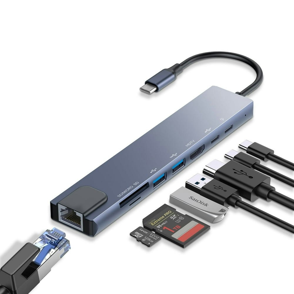 Duomigo 8-in-1 USB-C to 4K HDMI Ethernet Hub: $13.99