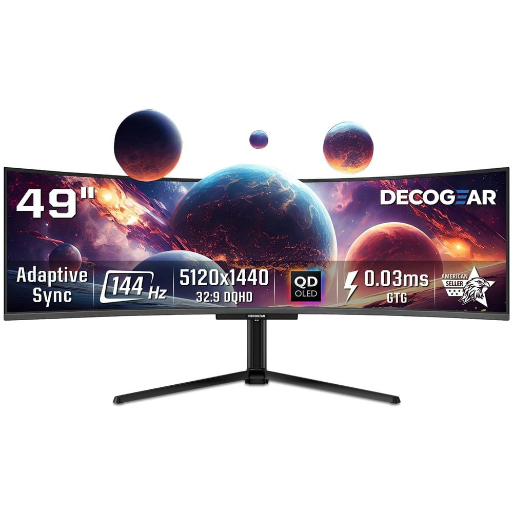 Deco Gear 49" Ultrawide 1440p HDR QD-OLED Adaptive Sync Curved Monitor: $969.99 Deco Gear 49" Ultrawide 1440p HDR QD-OLED Adaptive Sync Curved Monitor: $969.99
