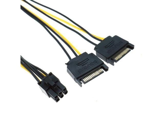 Dual 15-pin SATA to 6-pin PCIe Power Adapter Cable: $12.52 Dual 15-pin SATA to 6-pin PCIe Power Adapter Cable: $12.52