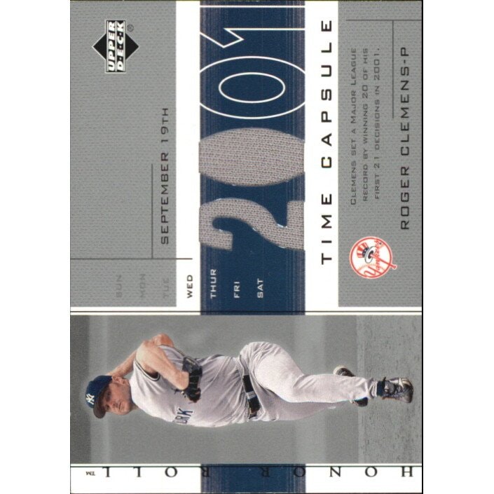 2002 Upper Deck Honor Roll Roger Clemens Time Capsule Game Jersey #TCRC3: $10