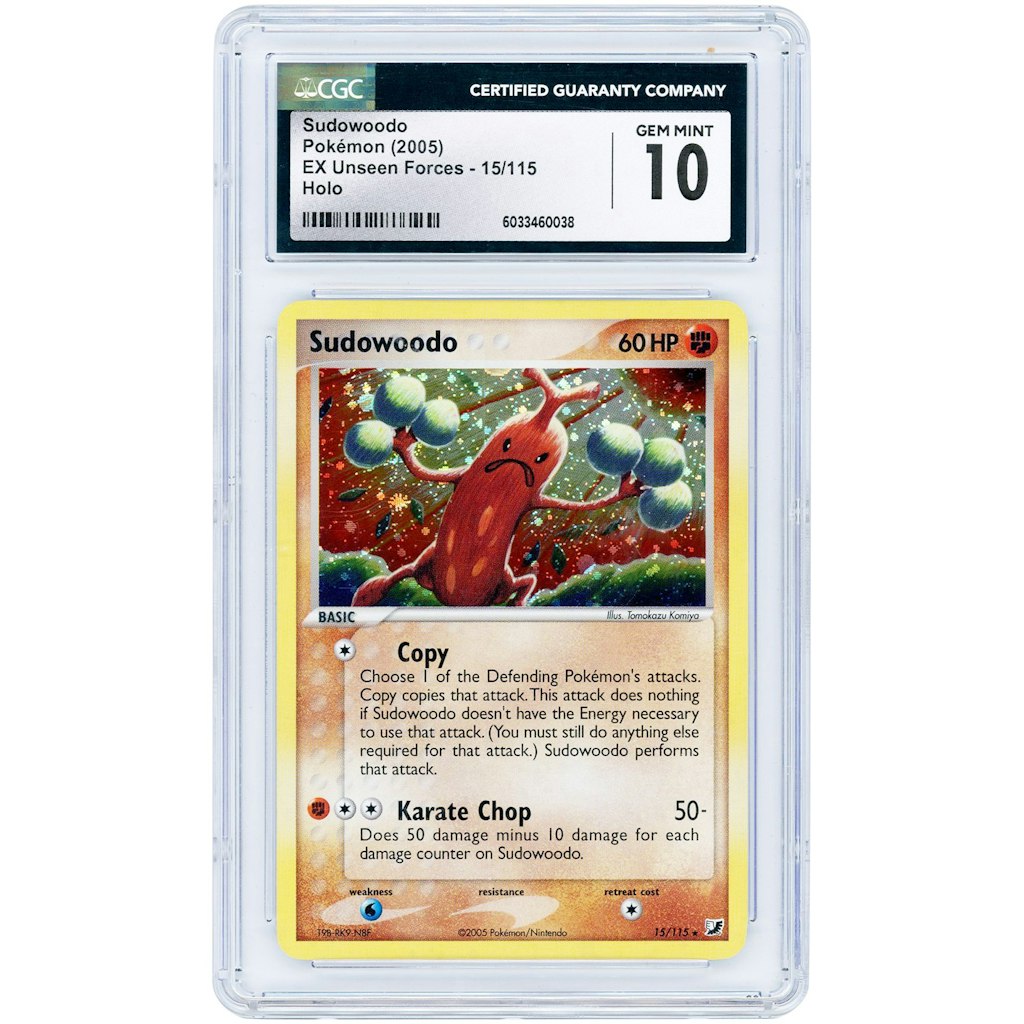 Sudowoodo 2005 Pokemon EX Unseen Forces Holo Rare #15 CGC 10 Card: $399.99 Sudowoodo 2005 Pokemon EX Unseen Forces Holo Rare #15 CGC 10 Card: $399.99