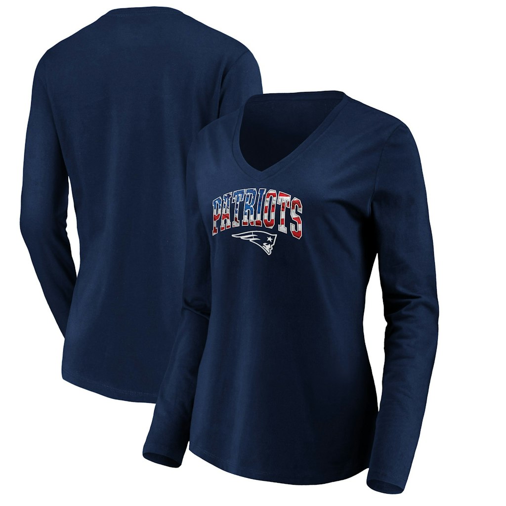 Women's New England Patriots Banner Wave V-Neck Long Sleeve T-Shirt: $29.99 Women's New England Patriots Banner Wave V-Neck Long Sleeve T-Shirt: $29.99