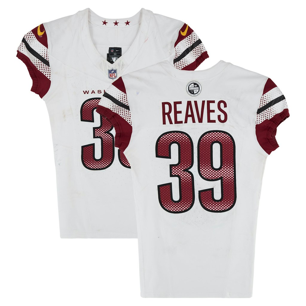 Jeremy Reaves Washington Commanders Game-Used #39 White Nike Jersey: $799.99