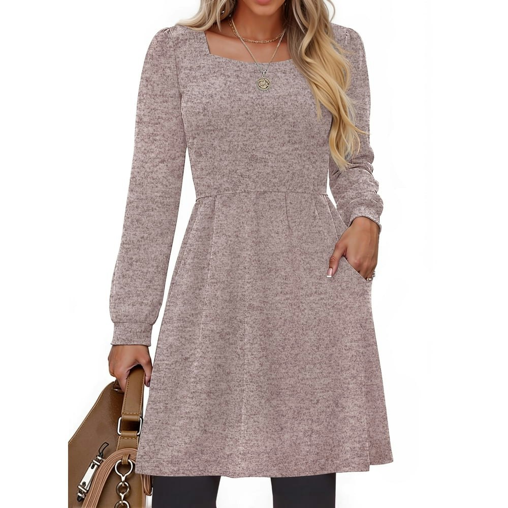 Fantaslook Women's Square Neck Long Sleeve Sweater Dress: $14.79 Fantaslook Women's Square Neck Long Sleeve Sweater Dress: $14.79