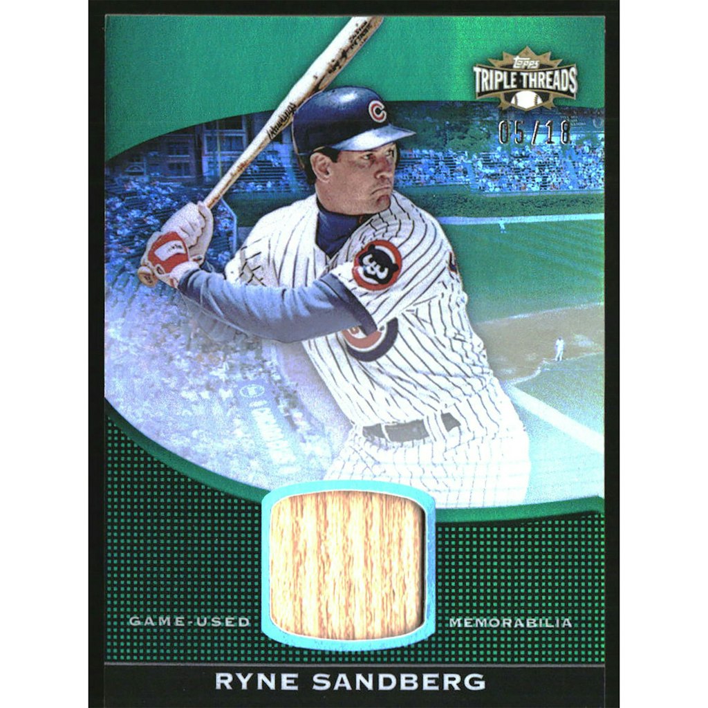 2011 Topps Triple Threads Ryne Sandberg Emerald Unity Relics Card: $68 2011 Topps Triple Threads Ryne Sandberg Emerald Unity Relics Card: $68