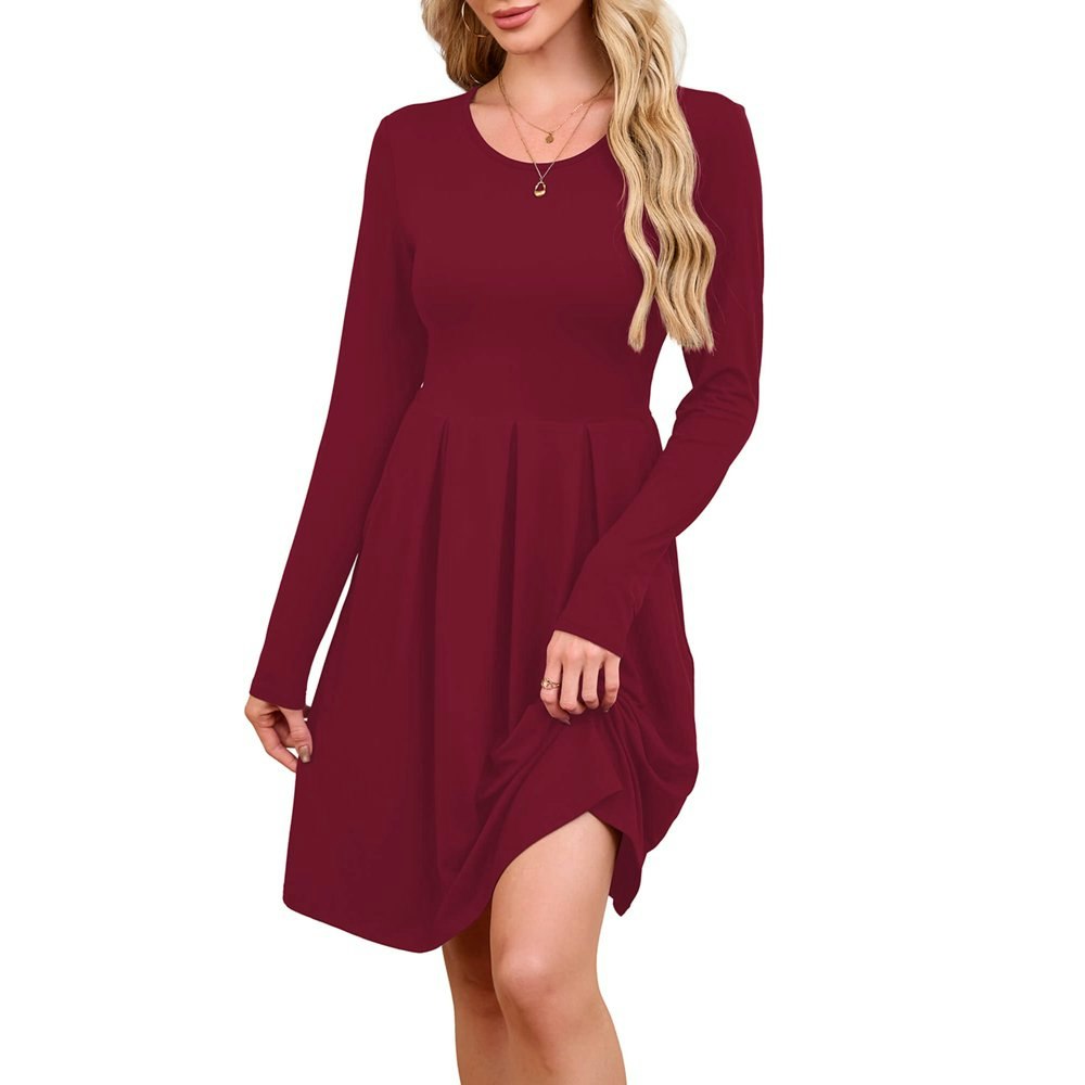 Chiclily Women's Long Sleeve Pleated Swing T-Shirt Dress: $16.99 Chiclily Women's Long Sleeve Pleated Swing T-Shirt Dress: $16.99