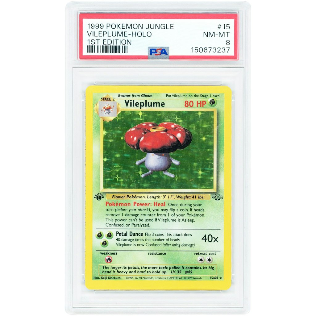 Vileplume 1999 Pokemon Jungle 1st Edition Holo Rare PSA 8 Card: $224.99 Vileplume 1999 Pokemon Jungle 1st Edition Holo Rare PSA 8 Card: $224.99