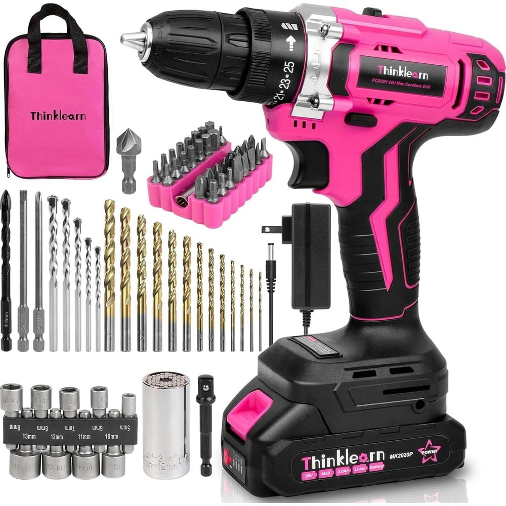 ThinkLearn 20V Cordless Power Drill Set 67-Piece Kit: $43.99