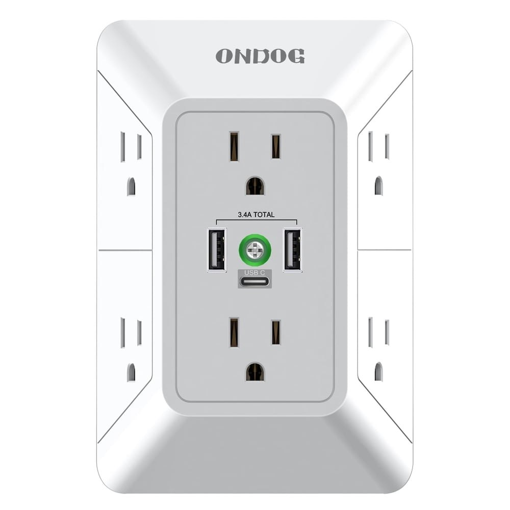 Multi Plug Wall Outlet Adapter with 6 AC Sockets and 3 USB Ports: $13.99 Multi Plug Wall Outlet Adapter with 6 AC Sockets and 3 USB Ports: $13.99