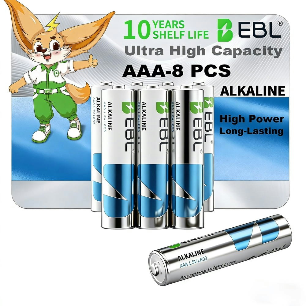 EBL AAA Alkaline Batteries 8-Pack: $8.06