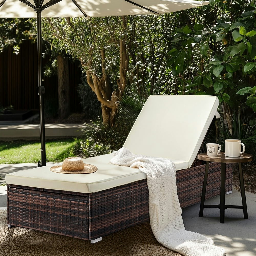 Zimtown Adjustable Wicker Pool Chaise Lounge Chair with Cushion: $142.81 Zimtown Adjustable Wicker Pool Chaise Lounge Chair with Cushion: $142.81