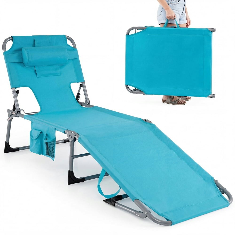 Gymax Folding Tanning Chaise Lounge Chair: $69.99