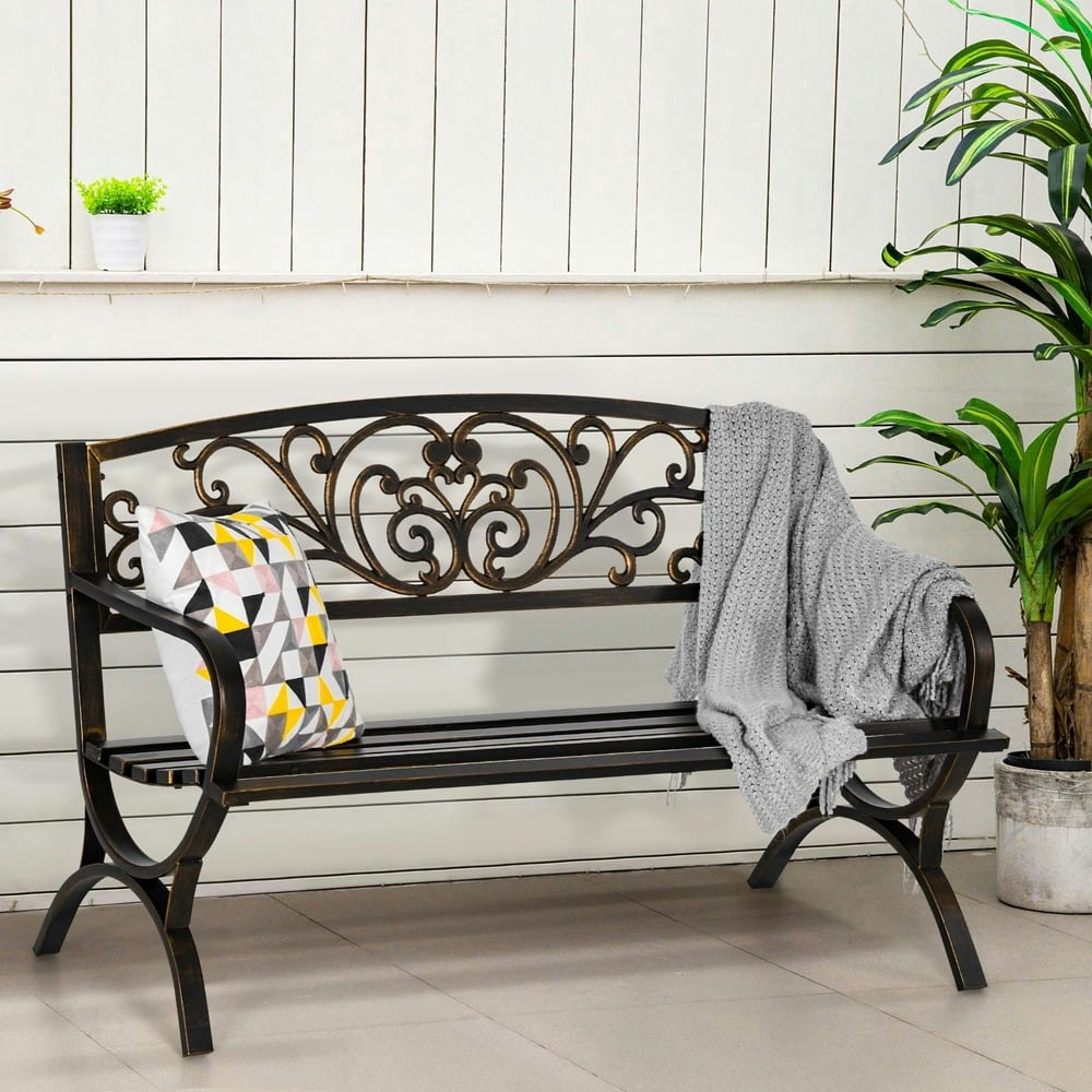 Alpha Joy 50-inch Steel Outdoor Garden Bench: $129.99