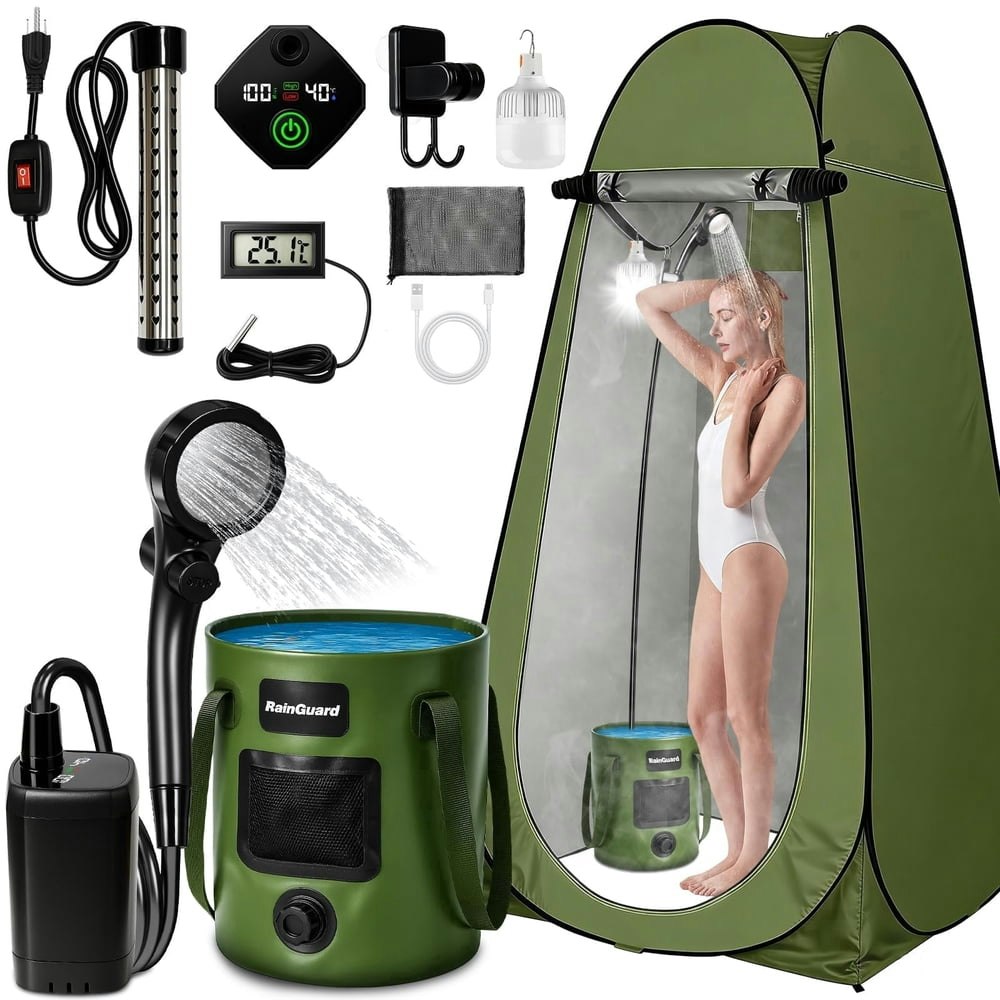 6,000mAh Portable Camping Shower Pump with Foldable Bucket: $109.98 6,000mAh Portable Camping Shower Pump with Foldable Bucket: $109.98