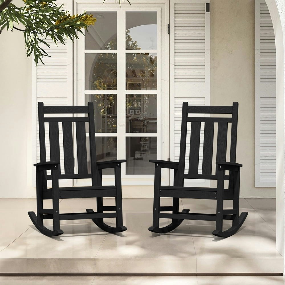 Kingyes 2-Piece All-Weather HDPE Outdoor Rocking Chair Set: $165.99