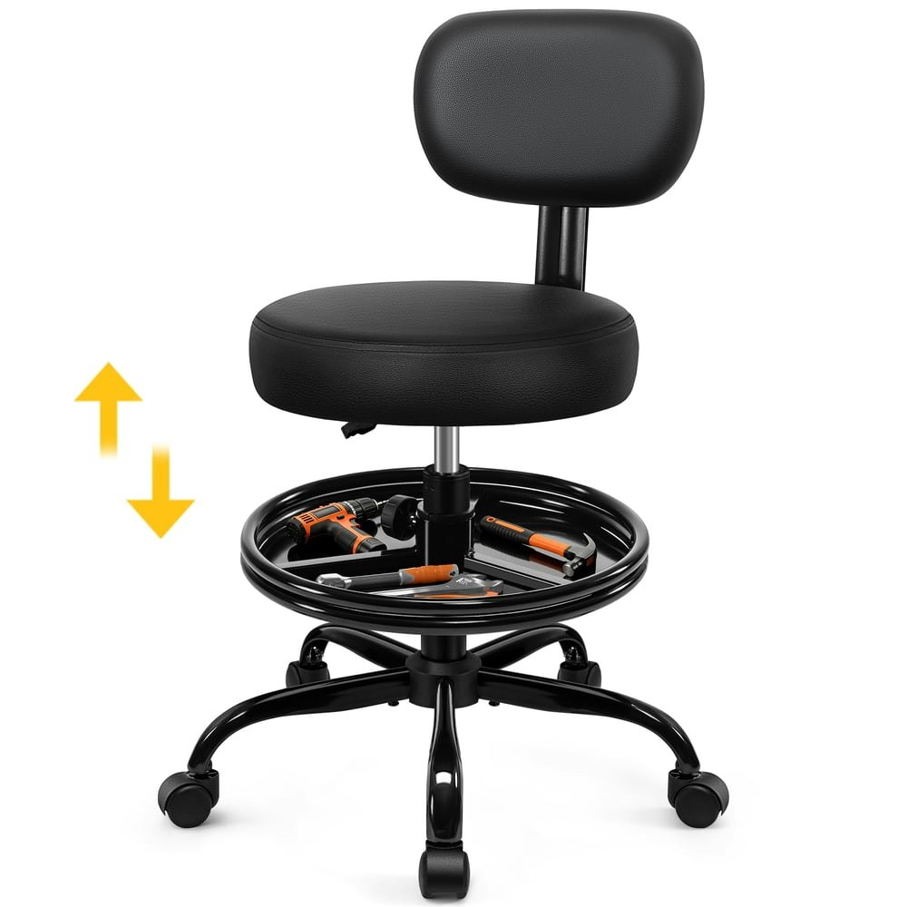 Primy Rolling Garage Stool with Backrest and Storage Tray: $75.98 Primy Rolling Garage Stool with Backrest and Storage Tray: $75.98