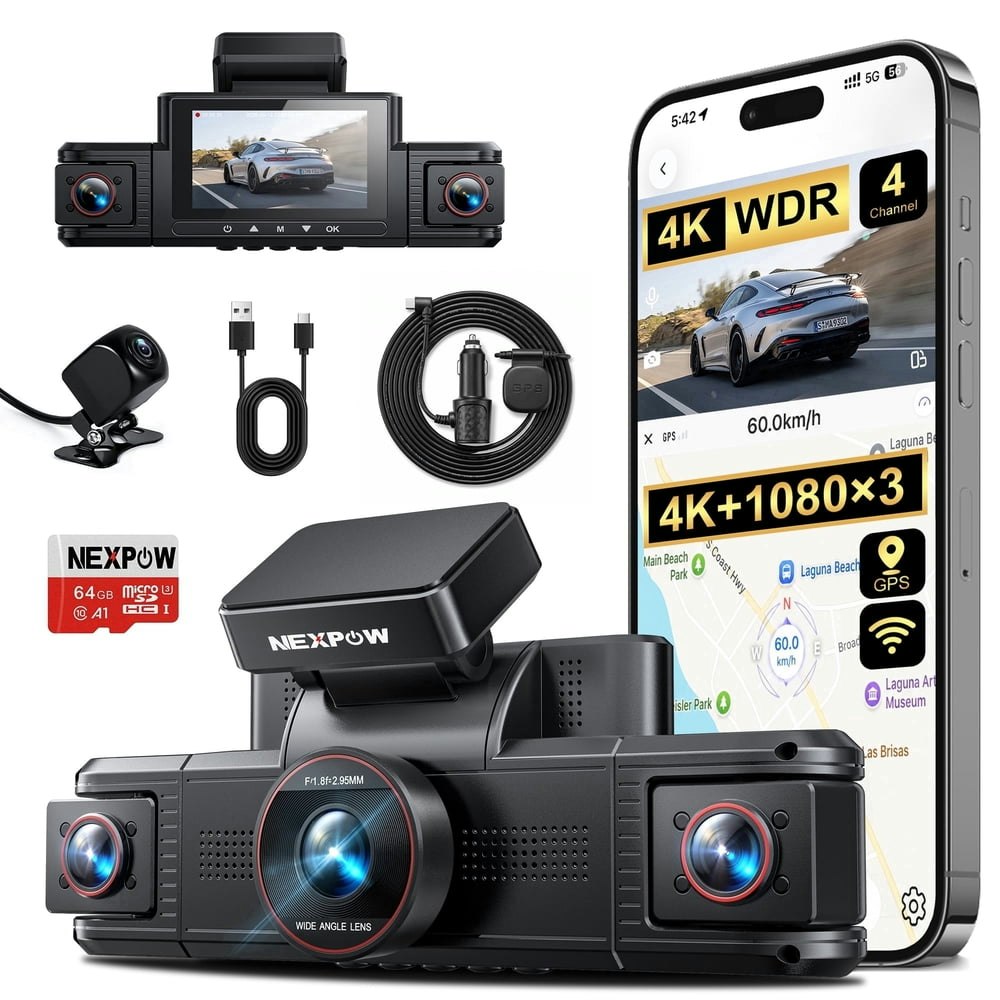 Nexpow 4K 4-Channel WiFi Dash Cam: $129.99 Nexpow 4K 4-Channel WiFi Dash Cam: $129.99