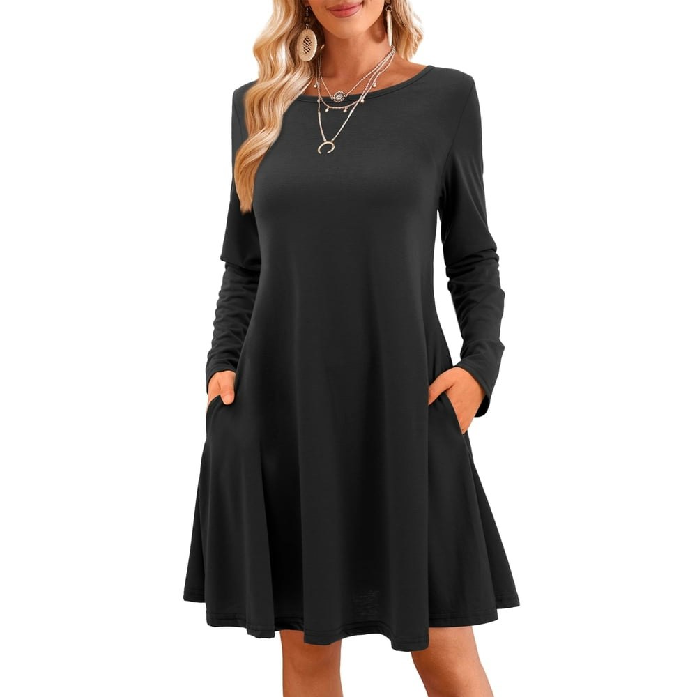 Fancyglim Women's Crew Neck T-Shirt Dress with Pockets: $14.94 Fancyglim Women's Crew Neck T-Shirt Dress with Pockets: $14.94