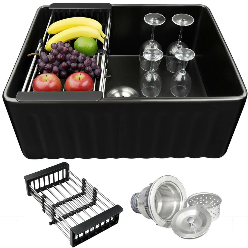 24-inch Fireclay Apron-Front Single Bowl Kitchen Sink: $179.99 24-inch Fireclay Apron-Front Single Bowl Kitchen Sink: $179.99
