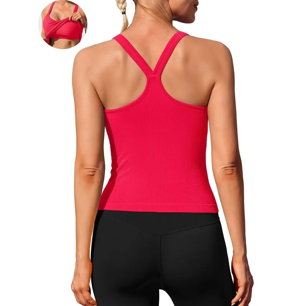 Anferry Women's Ribbed Athletic Yoga Tank Top with Built-in Bra: $18.99 Anferry Women's Ribbed Athletic Yoga Tank Top with Built-in Bra: $18.99