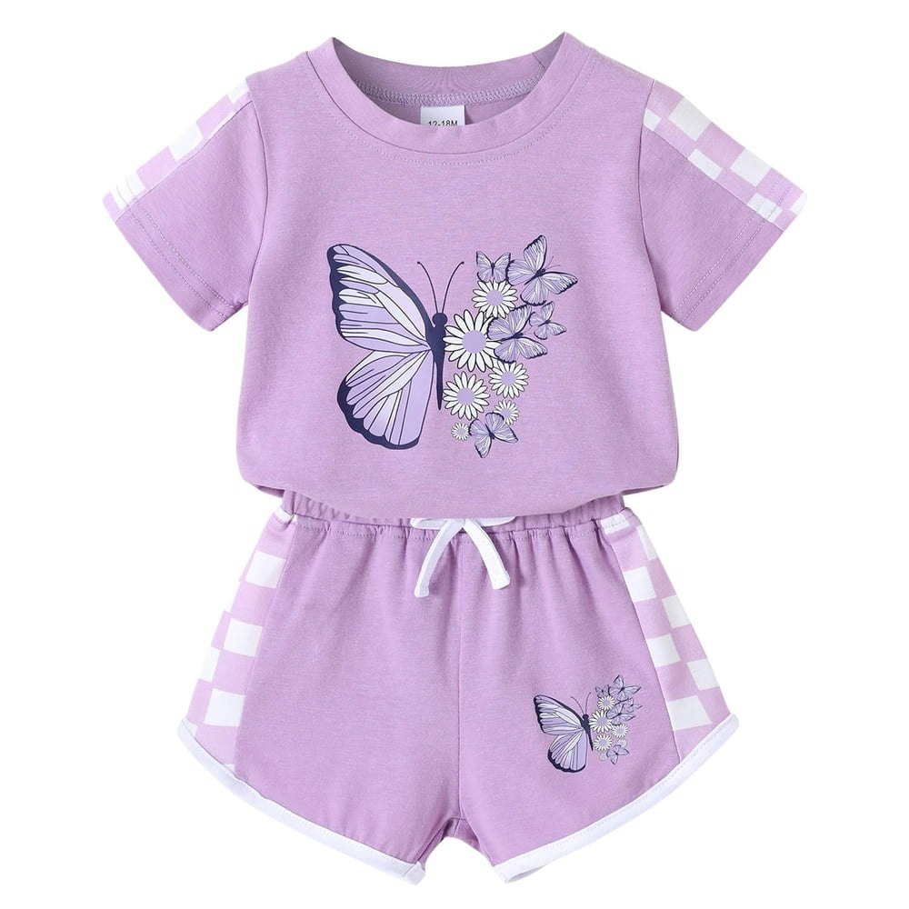 Happy Town Toddler Girl Butterfly Print Short Sleeve T-Shirt and Shorts 2-Piece Set: $11.59 Happy Town Toddler Girl Butterfly Print Short Sleeve T-Shirt and Shorts 2-Piece Set: $11.59