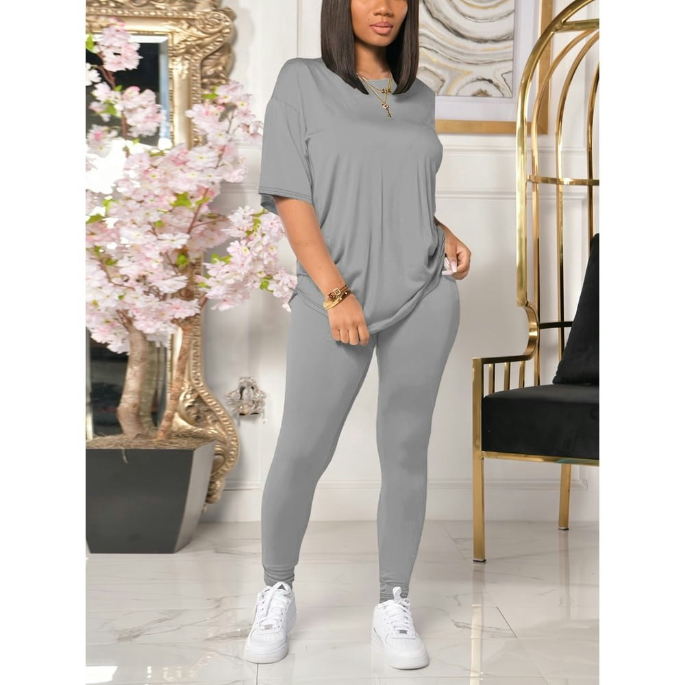 Women's 2-Piece Short Sleeve Biker Short Jogger Set: $22.99 Women's 2-Piece Short Sleeve Biker Short Jogger Set: $22.99