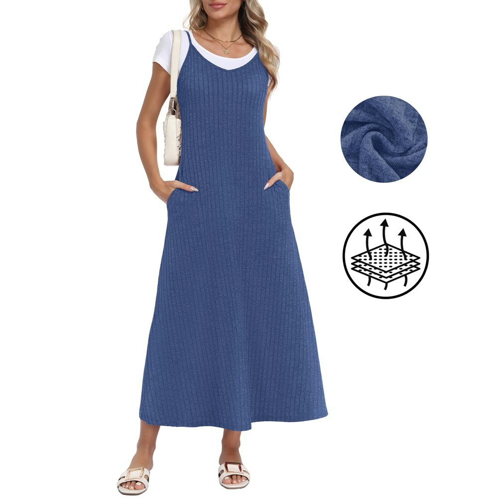Asklazy Women's V-Neck Spaghetti Strap Maxi Dress: $17.99 Asklazy Women's V-Neck Spaghetti Strap Maxi Dress: $17.99