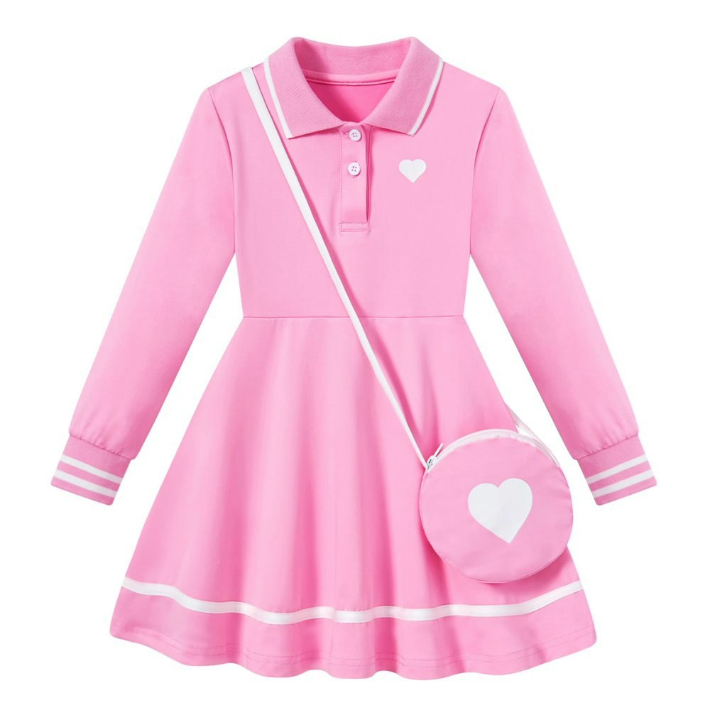 Aideaone Girls Long Sleeve Polo Dress and Crossbody Bag Set: $14.99 Aideaone Girls Long Sleeve Polo Dress and Crossbody Bag Set: $14.99