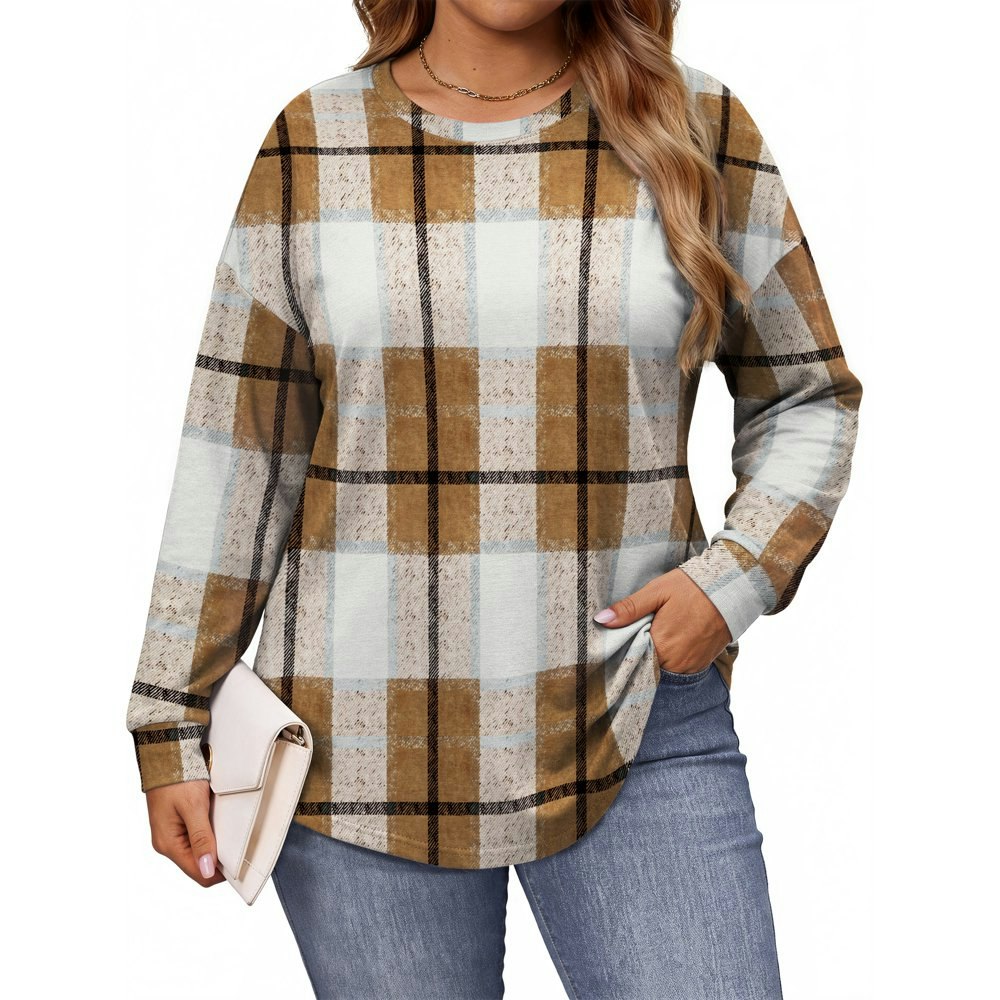 WellSize Women's Plaid Crewneck Pullover Sweatshirt: $16.99