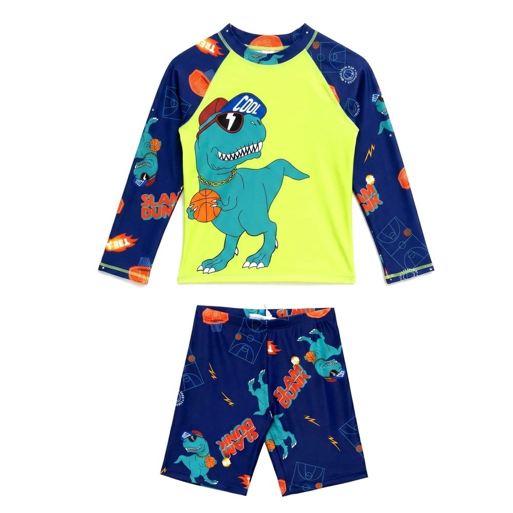 Nipaxo Boys Two-Piece Dinosaur Print Swimsuit Set: $10 Nipaxo Boys Two-Piece Dinosaur Print Swimsuit Set: $10