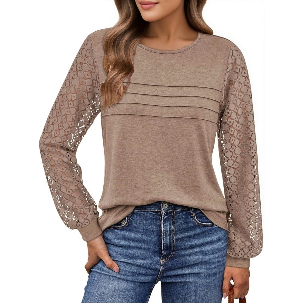 Uvn Women's Lace Pleated Long Sleeve Tunic Blouse: $13.97 Uvn Women's Lace Pleated Long Sleeve Tunic Blouse: $13.97