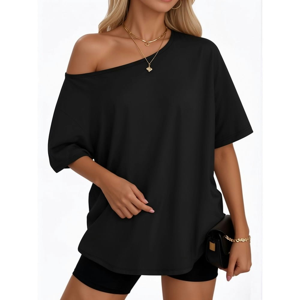 Moyiko Women's Off-the-Shoulder Oversized T-Shirt: $13.98