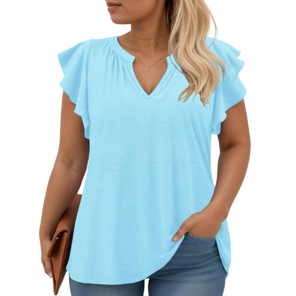 Vograce Women's Floral Ruffle Short Sleeve T-Shirt: $17.99 Vograce Women's Floral Ruffle Short Sleeve T-Shirt: $17.99