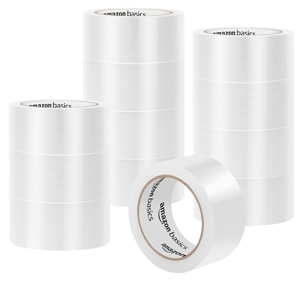 Amazon Basics Adhesive Packing Tape 55-Yard Roll 12-Pack: $17