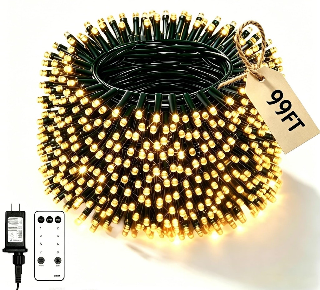 99-Foot 300-LED Warm White Fairy String Lights: $17 w/ Prime