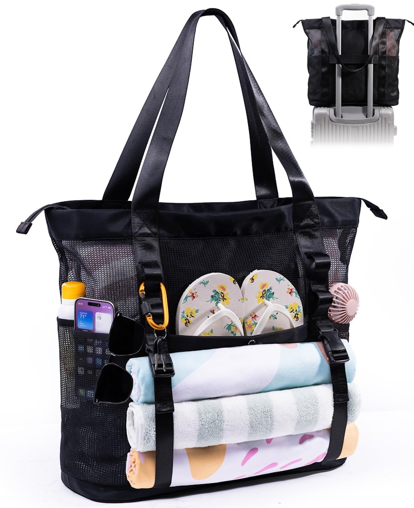35L Mesh Beach Tote Bag: $16