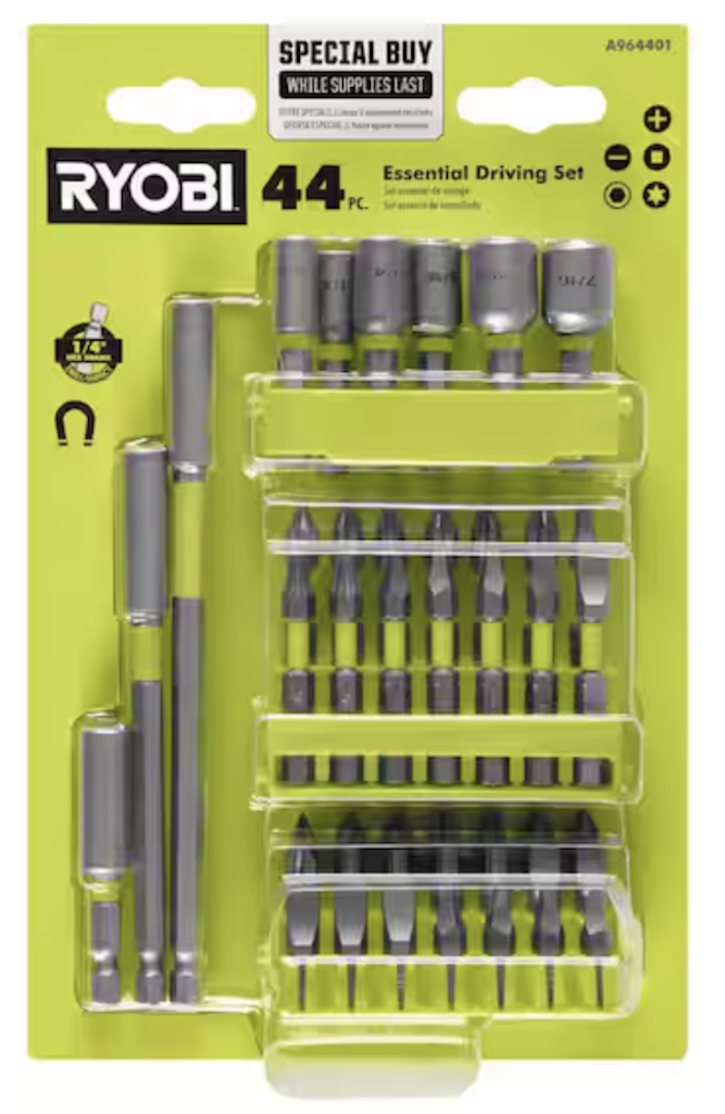 Ryobi 44-Piece Essentials Driving Set: $9.88 Ryobi 44-Piece Essentials Driving Set: $9.88