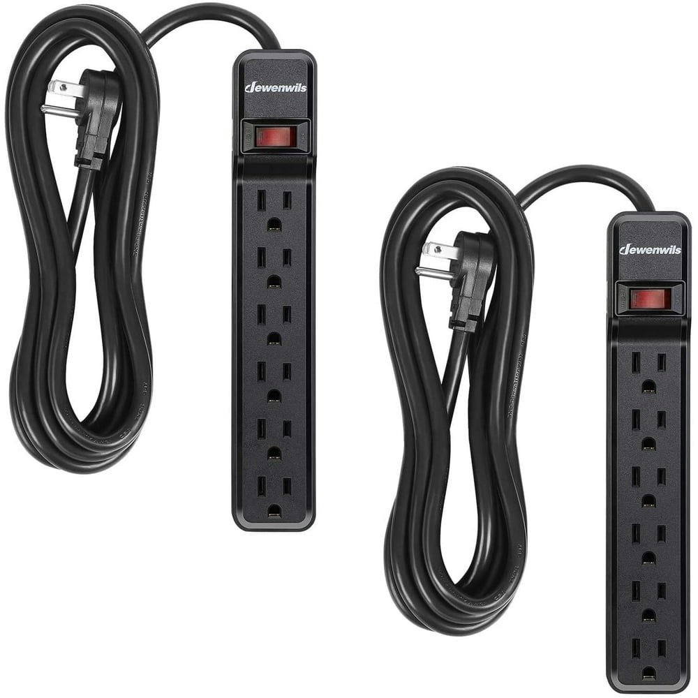 Dewenwils 6-Outlet Surge Protector Power Strip 10-foot Cord 2-Pack: $31.49