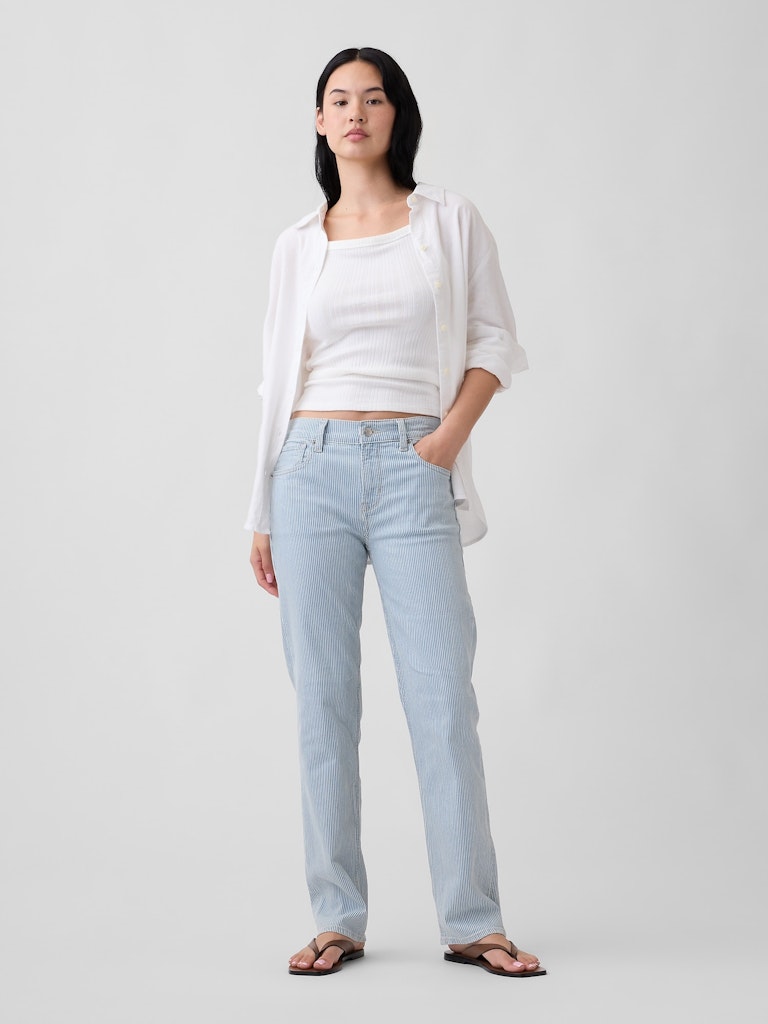 Mid Rise Stripe '90s Slim Straight Jeans: $35.99 Mid Rise Stripe '90s Slim Straight Jeans: $35.99